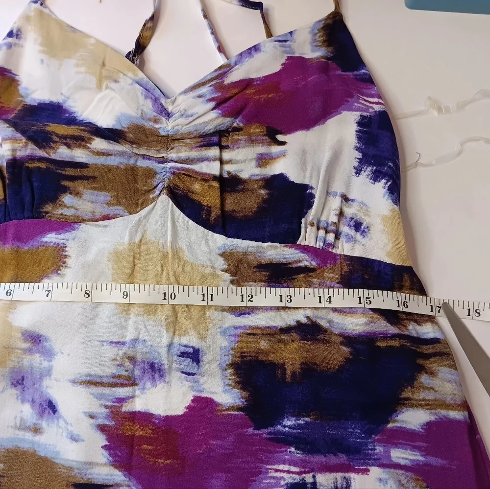 Women's maxi Sundress tie-dye style print Sleeveless Beach Rayon sz M. - Picture 11 of 17